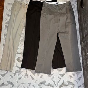 Lands End Traditional Fit Pants Slacks (lot of 3) Gray Black Khaki Men’s Size 35